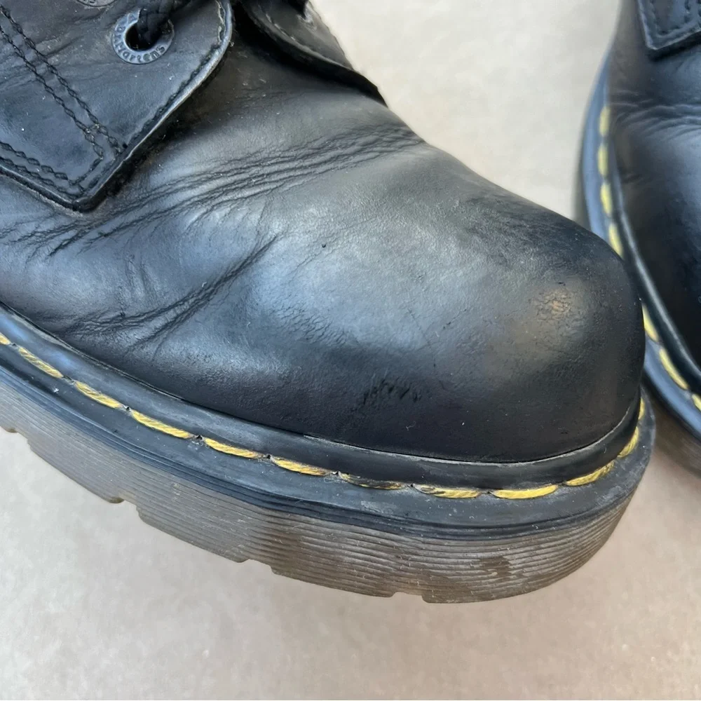 Vintage Dr. Martens Industrial Work Shoes Black Leather Low Top 2008 Size 11